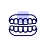 Simple icon of upper and lower teeth with a highlighted area on the upper front teeth.