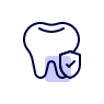 Outline of a tooth with a shield and checkmark symbol, representing dental protection or dental insurance.